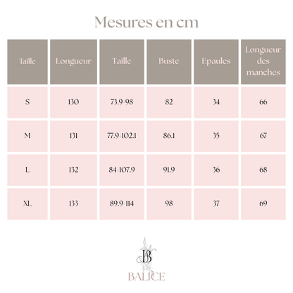 Robe longue Elise contrastée à col rond et manches évasées